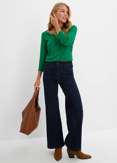 Topp i mjuk materialmix, bonprix