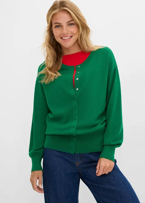 Finstickad cardigan av mjuk viskosmix, bonprix