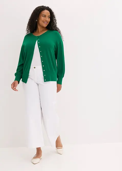 Finstickad cardigan av mjuk viskosmix, bonprix