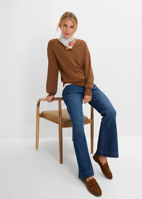 Finstickad cardigan av mjuk viskosmix, bonprix
