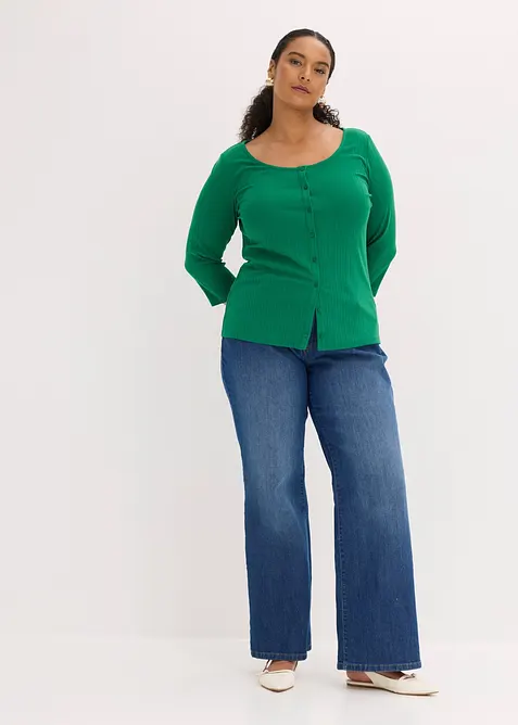 Topp i mjuk materialmix, bonprix