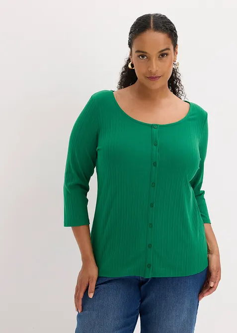 Topp i mjuk materialmix, bonprix