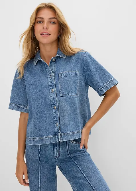 Jeansblus i bomull, bonprix