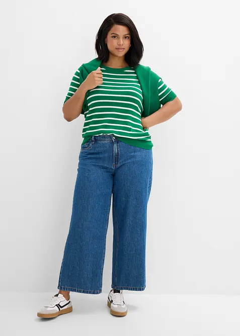 Wide Leg jeans Mid Waist cropped, bonprix