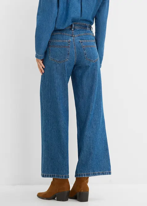 Wide Leg jeans Mid Waist cropped, bonprix