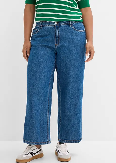 Wide Leg jeans Mid Waist cropped, bonprix