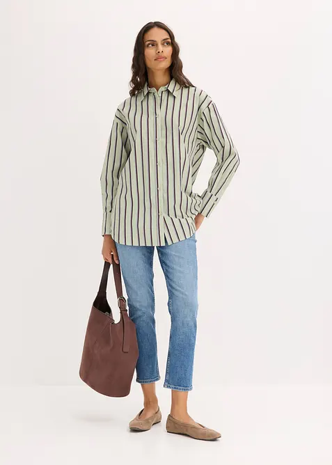 Skjortblus i bomullsmix, bonprix