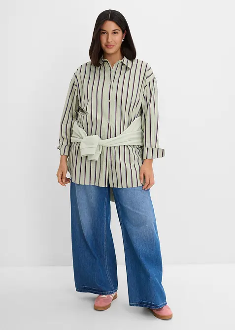 Skjortblus i bomullsmix, bonprix