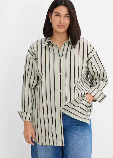 Skjortblus i bomullsmix, bonprix
