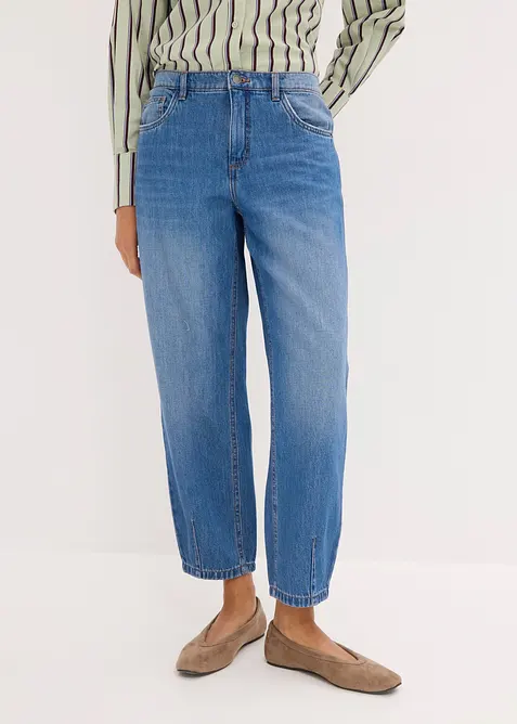 Barrel Jeans Mid Waist, cropped, bonprix