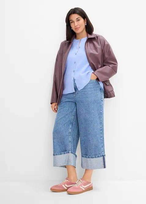 Ledig cardigan i materialmix, bonprix