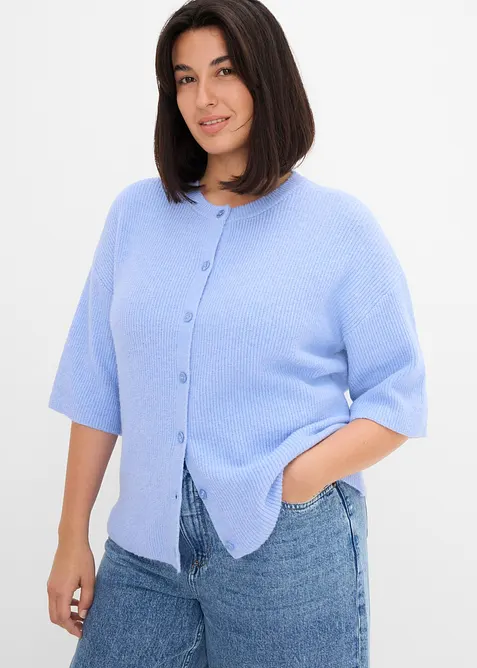 Ledig cardigan i materialmix, bonprix