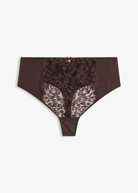 Stringtrosa med h&ouml;g midja och elegant broderi, bonprix