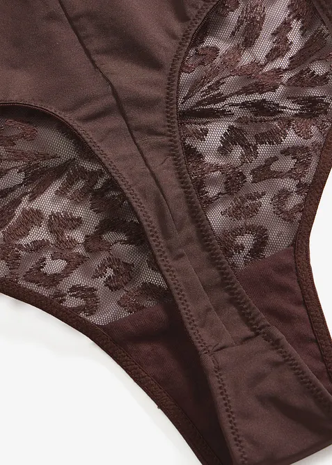Stringtrosa med h&ouml;g midja och elegant broderi, bonprix
