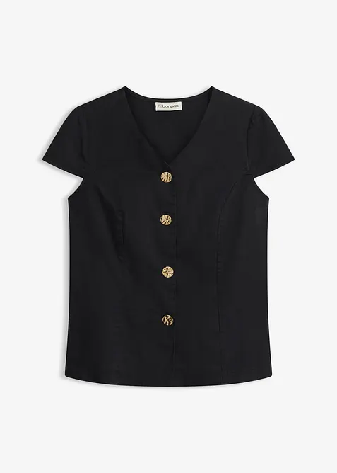 Kort&auml;rmad blus av bomull, bonprix