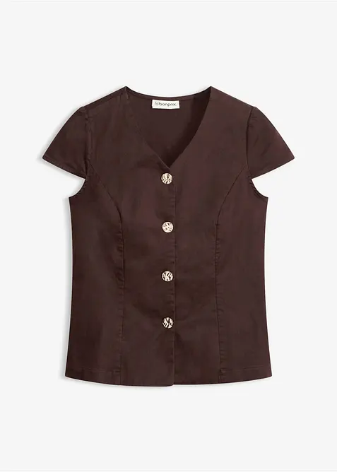 Kort&auml;rmad blus av bomull, bonprix