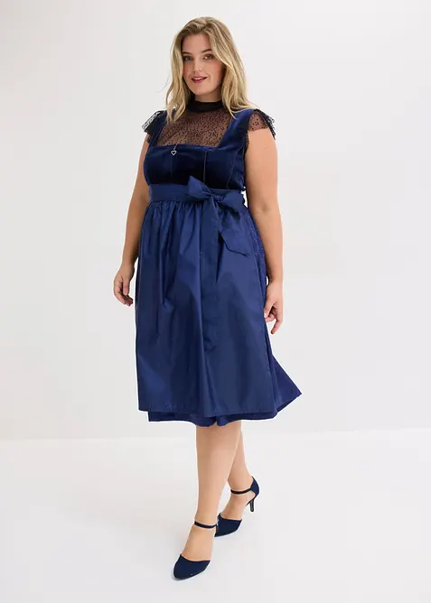 Mellanl&aring;ng dirndl med sammet (2 delar), bonprix