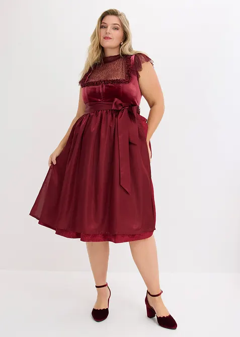 Mellanl&aring;ng dirndl med sammet (2 delar), bonprix