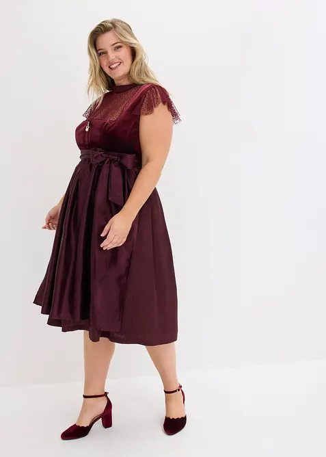 Mellanl&aring;ng dirndl med sammet (2 delar), bonprix