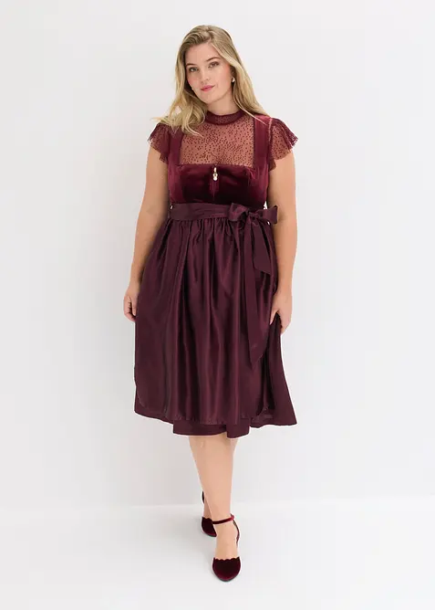 Mellanl&aring;ng dirndl med sammet (2 delar), bonprix