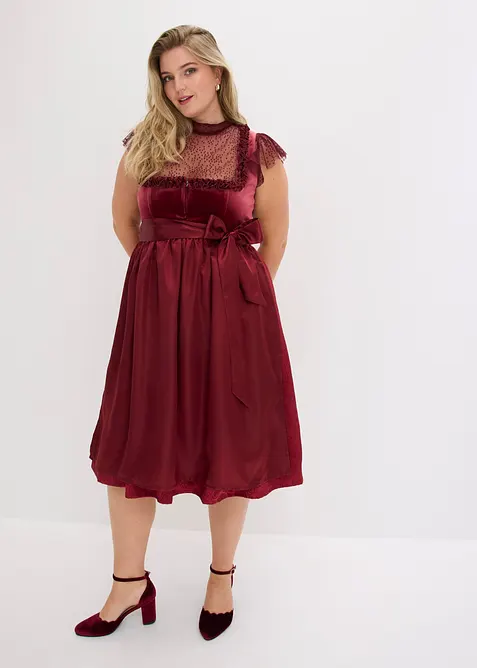 Mellanl&aring;ng dirndl med sammet (2 delar), bonprix