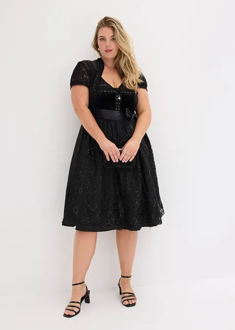 Dirndl med sammetskjol (2 delar), bonprix