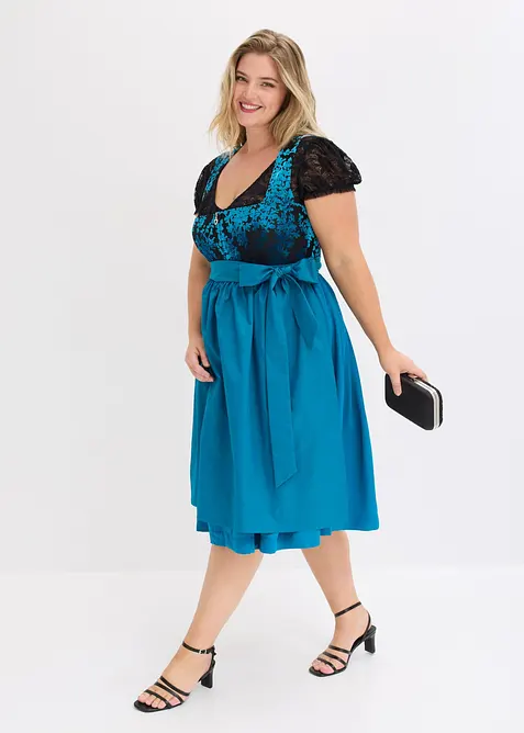 Mellanl&aring;ng dirndl med sammet (2 delar), bonprix