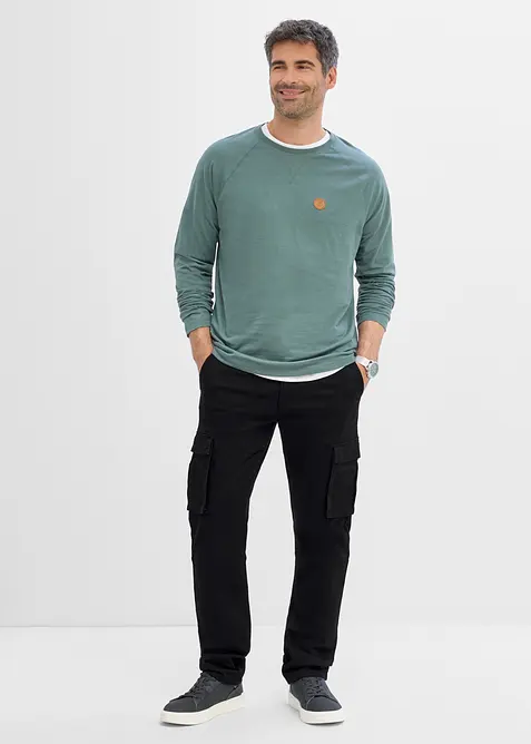 Cargobyxa med res&aring;rmidja och stretch Classic Fit, Straight, bonprix