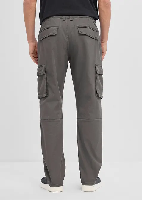 Cargobyxa med res&aring;rmidja och stretch Classic Fit, Straight, bonprix