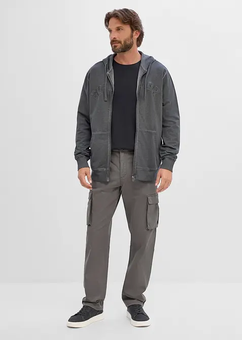 Cargobyxa med res&aring;rmidja och stretch Classic Fit, Straight, bonprix