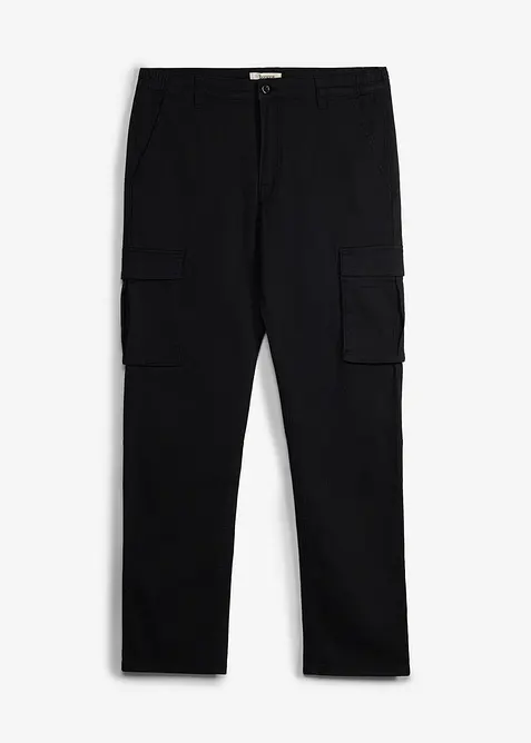 Cargobyxa med res&aring;rmidja och stretch Classic Fit, Straight, bonprix