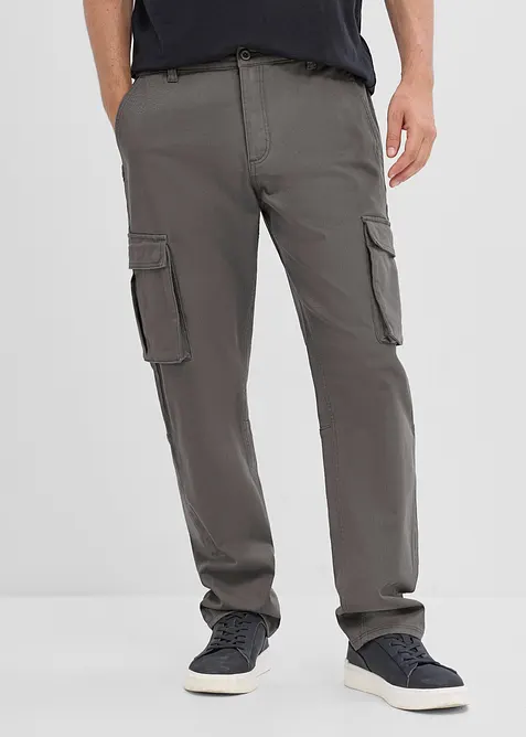 Cargobyxa med res&aring;rmidja och stretch Classic Fit, Straight, bonprix