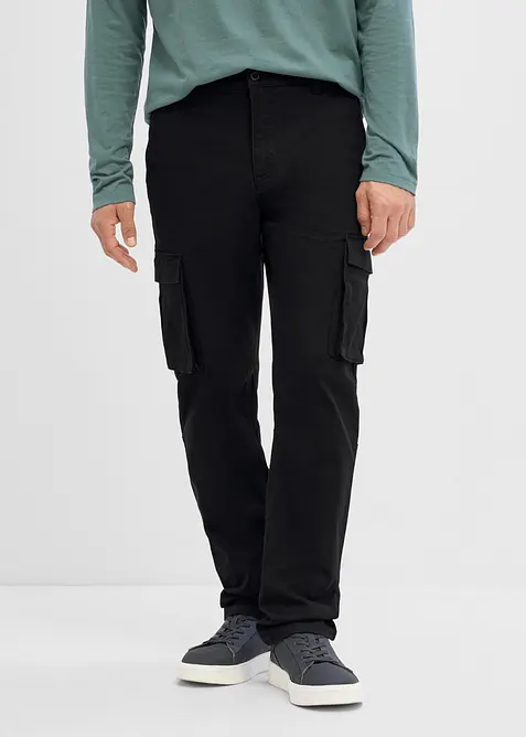 Cargobyxa med res&aring;rmidja och stretch Classic Fit, Straight, bonprix