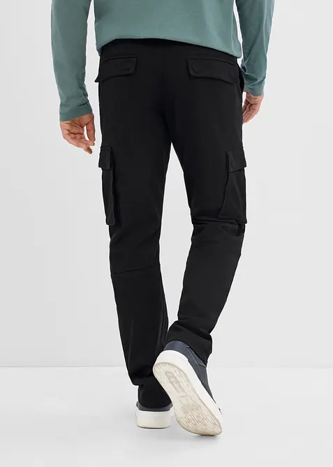 Cargobyxa med res&aring;rmidja och stretch Classic Fit, Straight, bonprix