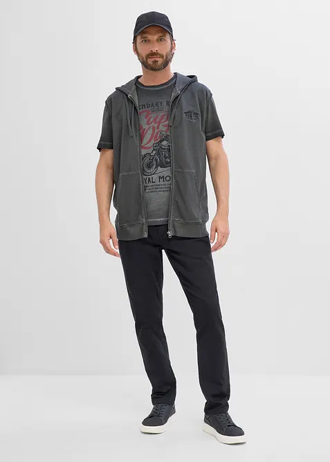 Sweatshirtv&auml;st med luva och tv&auml;ttade effekter, av bomull, bonprix
