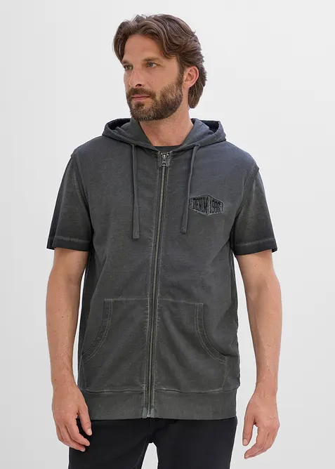Sweatshirtv&auml;st med luva och tv&auml;ttade effekter, av bomull, bonprix