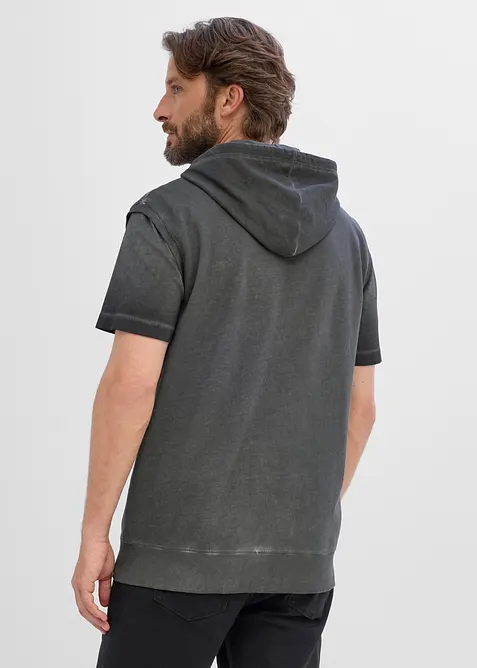 Sweatshirtv&auml;st med luva och tv&auml;ttade effekter, av bomull, bonprix