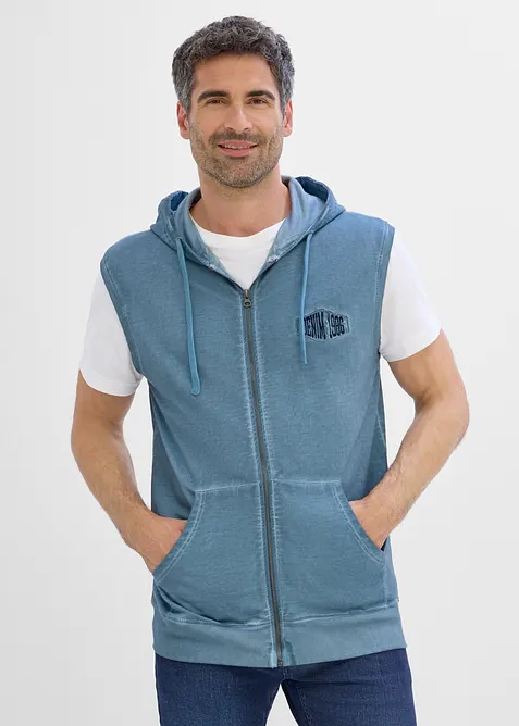 Sweatshirtv&auml;st med luva och tv&auml;ttade effekter, av bomull, bonprix