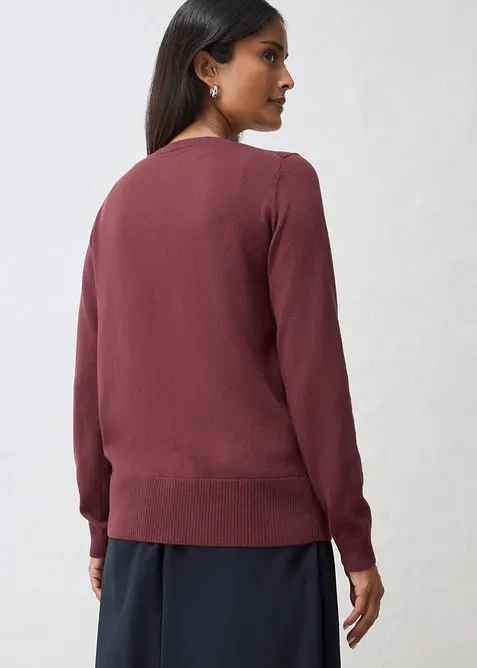 Finstickad cardigan av mjuk bomullsmix, bonprix