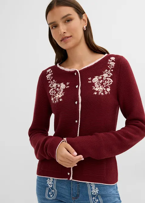 S&ouml;t folkdr&auml;ktsinspirerad cardigan med broderi, bonprix