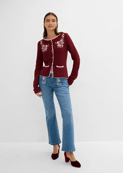 S&ouml;t folkdr&auml;ktsinspirerad cardigan med broderi, bonprix