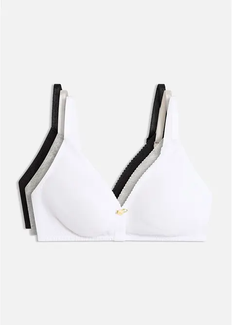 BH utan bygel (3-pack), ekologisk bomull, bonprix