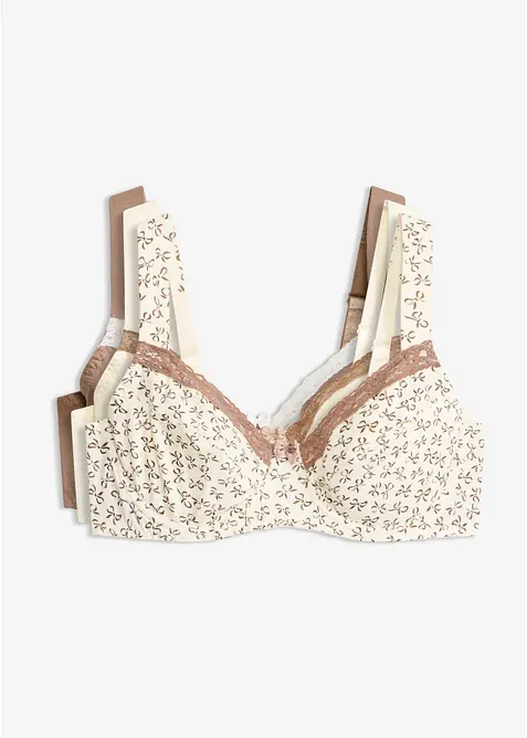 BH med bygel och feminint m&ouml;nster (3-pack), bonprix