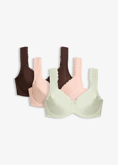 BH med bygel och ekologisk bomull (3-pack), bonprix