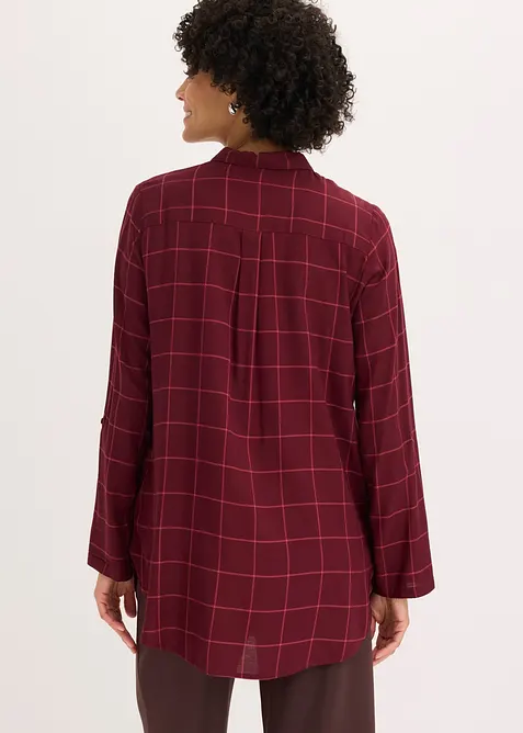 L&aring;ng rutig blus med fickor, bonprix