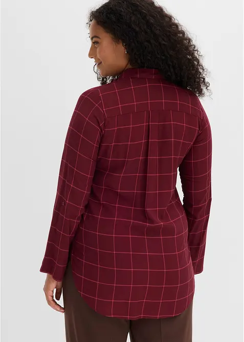 L&aring;ng rutig blus med fickor, bonprix