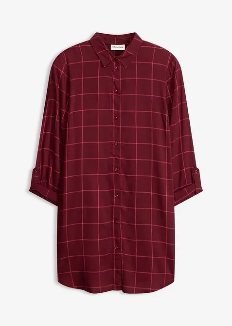 L&aring;ng rutig blus med fickor, bonprix