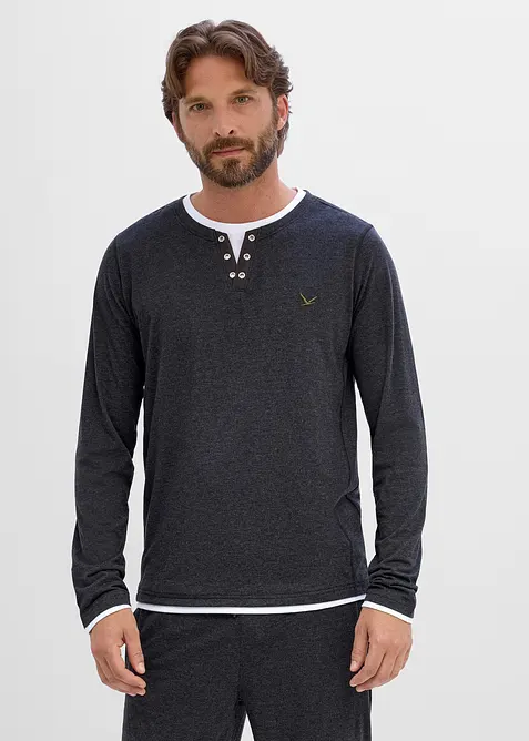 L&aring;ng&auml;rmad T-shirt med 2-i-1-look (2-pack), bonprix