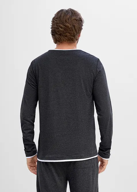 L&aring;ng&auml;rmad T-shirt med 2-i-1-look (2-pack), bonprix