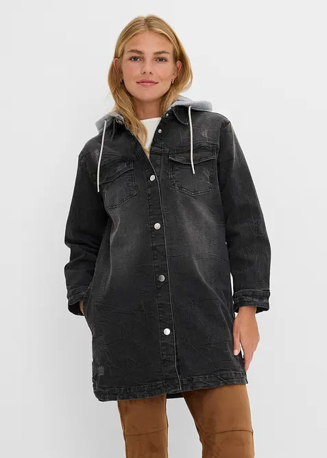 Jeansjacka med huva, bonprix